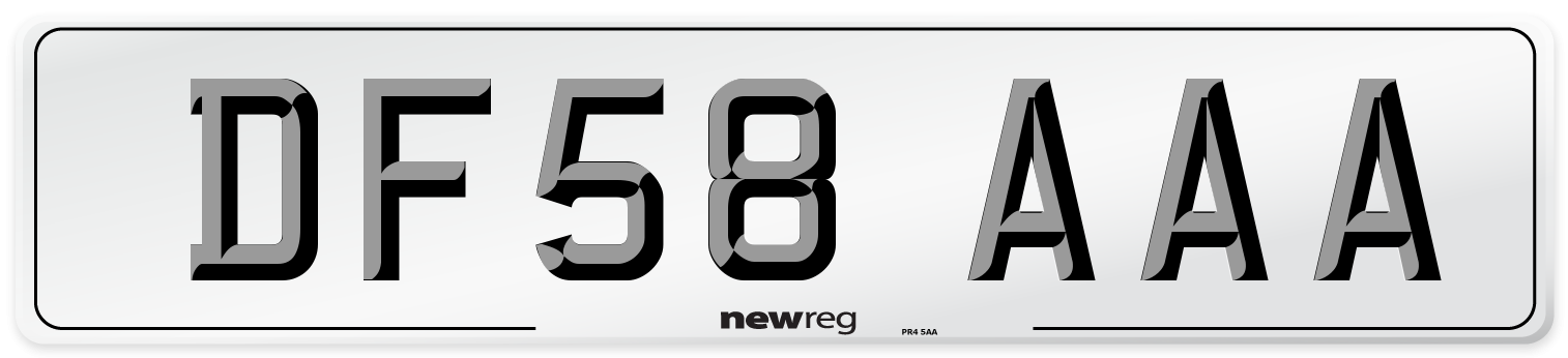 DF58 AAA Number Plate from New Reg